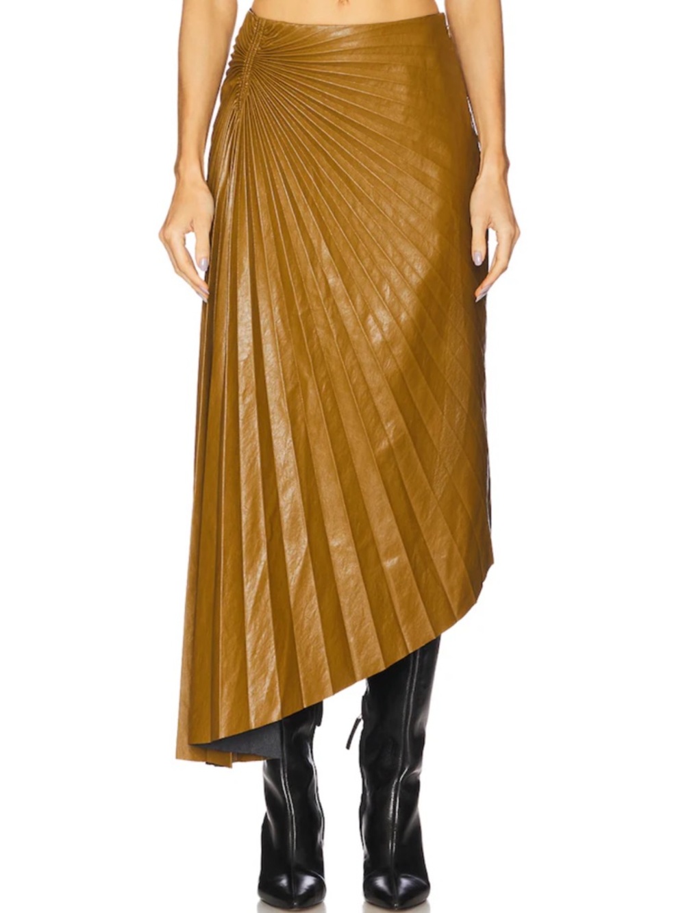 A.L.C Tracy Asymmetric Pleated Vegan Leather Skirt